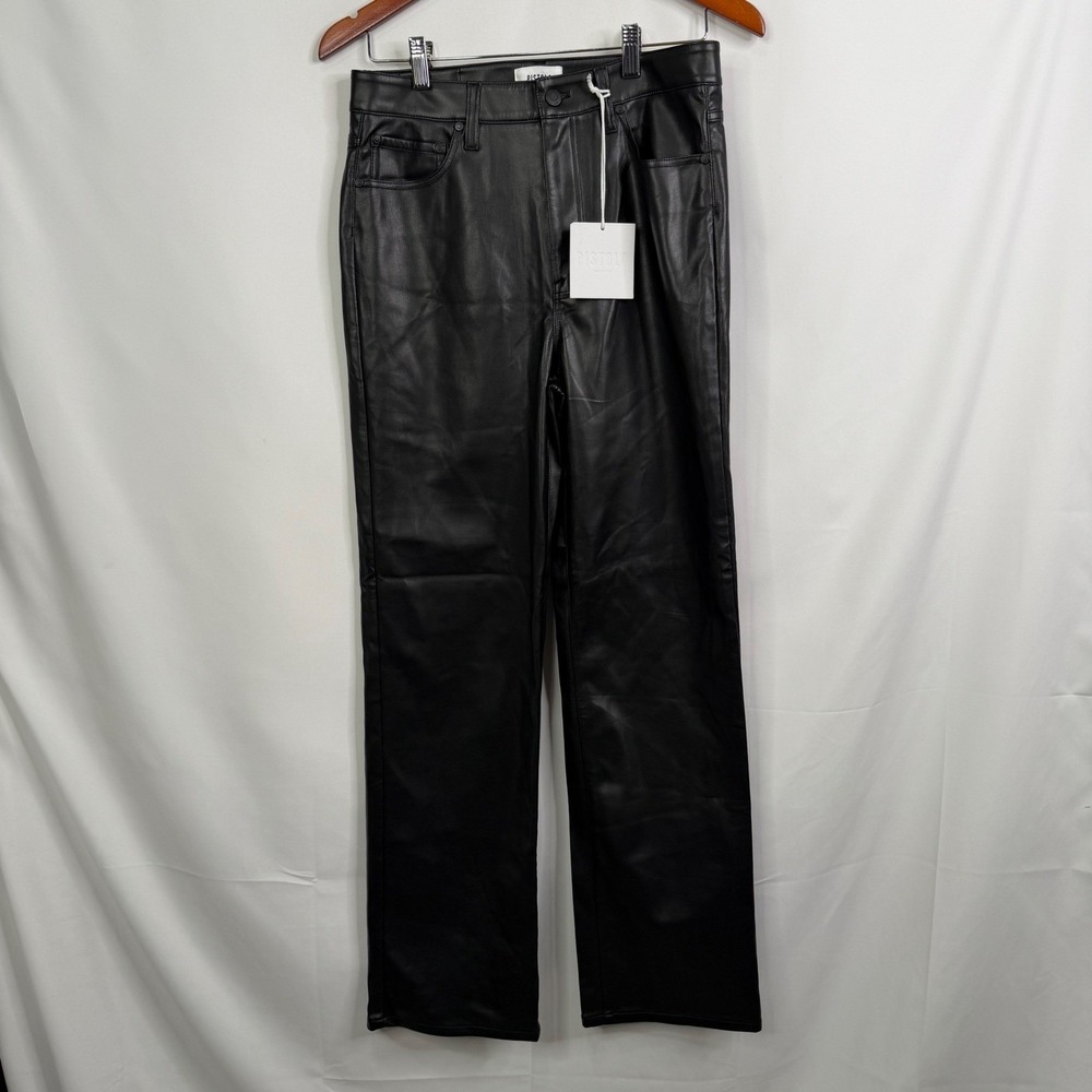Pistola Lennon High Rise Straight Leg Vegan Leather Pants Black‎ Size 29 NWT - Picture 3 of 9